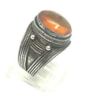 Vintage | Jewelry | Vintage Sterling Silver Nordic Amber Rope Ring ...